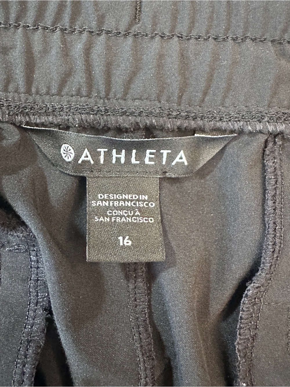 Athleta Pant Women 16 Black Avenue Wide Leg Crop Lightweight Drawstring Active - Picture 5 of 6